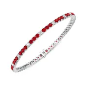 14K White Gold Ruby & Diamond Bracelet