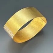Textured 22 Karat Gold and Sterling Silver Bangle Bracelet