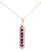 14K gold, Diamond and dainty ruby rectangle necklace