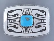Blue Gem Turquoise Belt Buckle by Leonard Gene