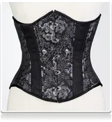 Black and Silver Dragon Brocade Underbust Corset