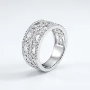 10K White Gold Diamond Band Ring - 0.75ctw, Size 7