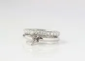 6 Prong Matching Pave Diamond and Plain Wedding Set | Platinum