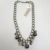 Brass toned Faux pearl Olive Alberi Fiori Chain necklace