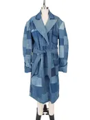 1970's Antonio Guissepe Denim Patchwork Trench Coat