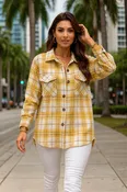 058S Yellow Cloud Plaid Shacket