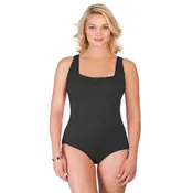 Krinkle Chlorine Resistant Swimsuit - Square Neck Black