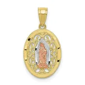 10k Two-tone Gold with White Rhodium Our Lady of Guadalupe Pendant