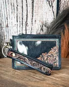 Apache Twilight Handtooled Hairon Leather Card Holder by Myra Bag