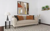 509411 Jade Chenille Upholstered Sculpted Track Arm Sofa with Accent Pillows