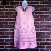 Artisan NY pink linen embroidered above the knee dress (size: S)