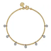 14K White and Yellow Gold White Sapphire Droplet Bracelet