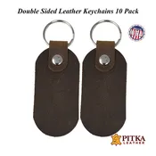 10 Pack Double-Sided Leather Keychains – Customizable Keyrings