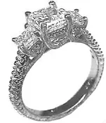 1 1/2ct Princess Cut Diamond Three Stone Ring