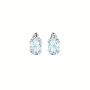 0.04Ctw Diamond & Created Aquamarine Birthstone Earrings