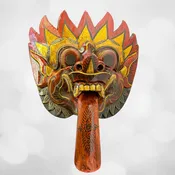 Balinese Agni Mask: Hand Carved Wood Fire God Wall Decor