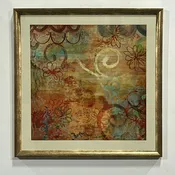 35" x 35" abstract art multi color with gold frame (sold individually)