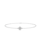 0.12CTW Diamond Station Clover Bracelet, 7" - 14K White Gold