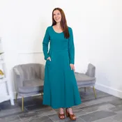 Alexandrite Long Midi Fit & Flare Dress with Pockets