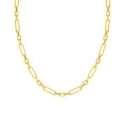 20" 14k Gold Oval and Paperclip Link Necklace
