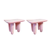 Custom Coral Senufo Stools, Pair — Dressing Rooms Interiors Studio