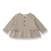 1 More In The Family - Long Sleeve Ruffle Cardigan - Beige