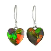 Starborn Ammolite Heart Dangle Earrings in Sterling Silver