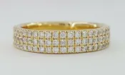 0.57 ct 3 Three Row Diamond Pave Half Circle Wedding Anniv. Ring 14k Gold Sz 6