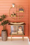 Antique Brass and Glass Two Door Cabinet | Island Decor | Furniture