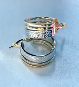 14KT Two Toned Hoop Earrings