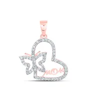 10k ROSE GOLD 1/4 CTW DIAMOND P1 GIFT | MOM BUTTERFLY HEART PENDANT