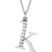 14K White Gold .03 CTW Natural Diamond Lowercase Initial K 16" Necklace