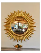 42.5" Antique Gold Solarburst Convex Decorative Wall Mirror
