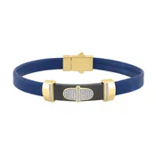 0.25 Ct Round Diamond Men’S Bracelet Yellow Gold  With Rubber Strap (Blue/Black)