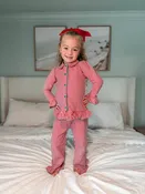 Red and White Stripes Girl's 2 Piece Loungewear