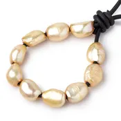 10-11.5mm Golden Yellow Large Hole Baroque Freshwater Pearls 10pcs