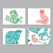 Animals with Holiday Icons Christmas Greeting Cards, Set of 24