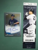Aaron Judge H.R. #2 Ticket w/ pitcher Autographed card