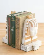 1920s Hand Carved Italian Alabaster Art Deco Bookends, Pair