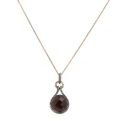 14k Rose Gold Smoky Quartz & Diamond Pendant – 0.25 CTW