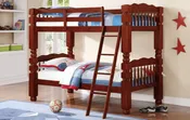 Wood Twin Big Post Bunk Bed — Cherry