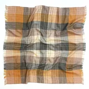 2655 Brown Plaid Cashmere Square Scarf