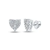 10kt White Gold Diamond Heart Earrings 1/4 Cttw