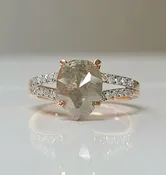 14kt Rose Gold 2ct Pear Salt and Pepper Diamond Engagement Ring