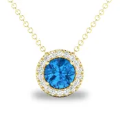 10K Gold Blue Topaz Birthstone Necklace