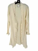 TravelSmith Size XL Ivory acrylic RUFFLE Womens Cardigan