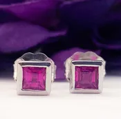 #10683 Intense Pink Bezel Earrings