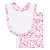 3 Martha's Flamingo Print Drooler Bib & Burp Cloth Set