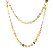 14K Gold Disc Necklace 20 Inch – Flat Disk Chain Shimmer Necklace