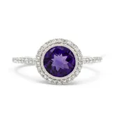 Amethyst Halo Ring